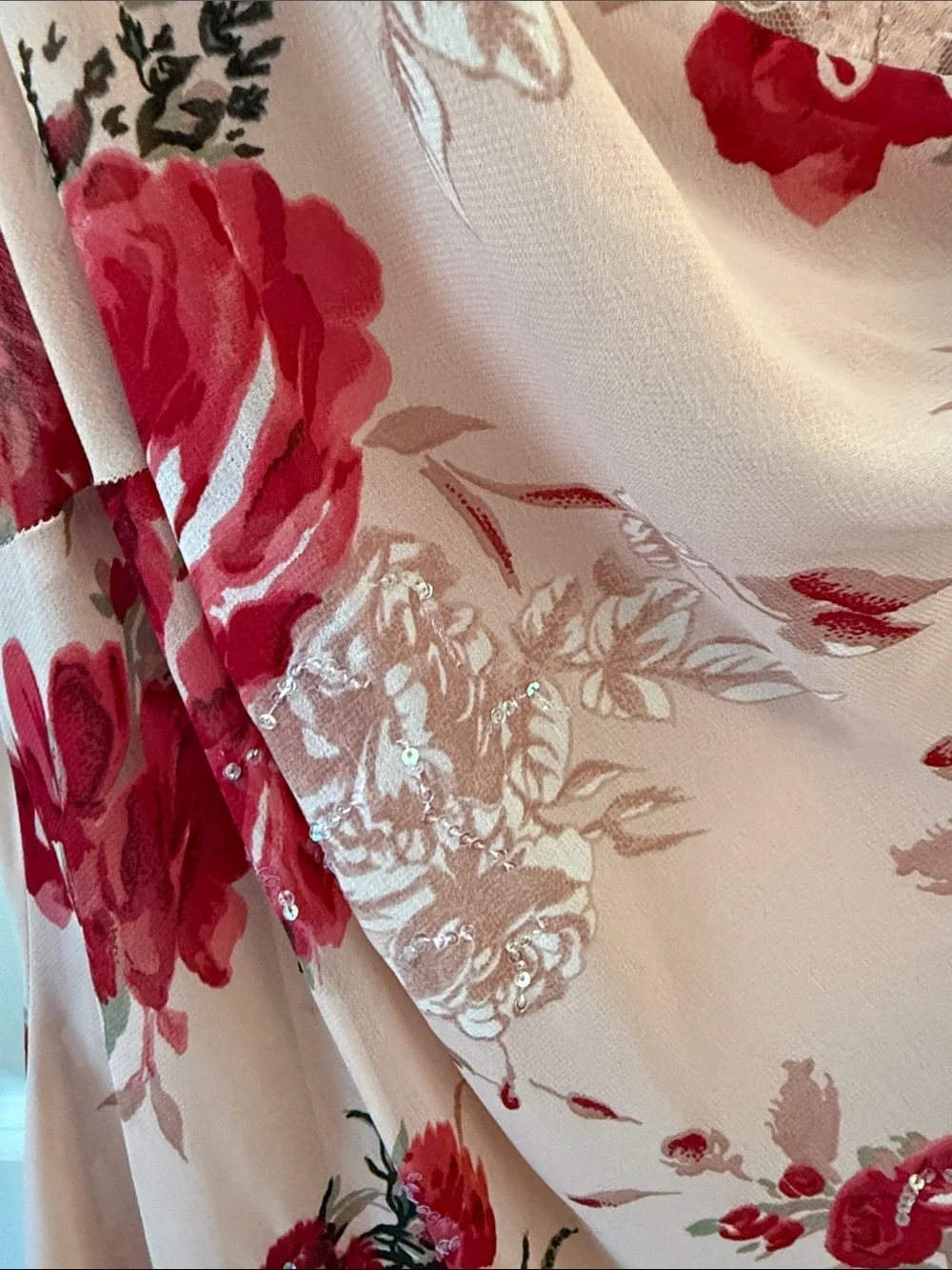 Dress Barn Blush Pink Floral Asymmetrical Cowl Neck Dress - Picture 5 of 6